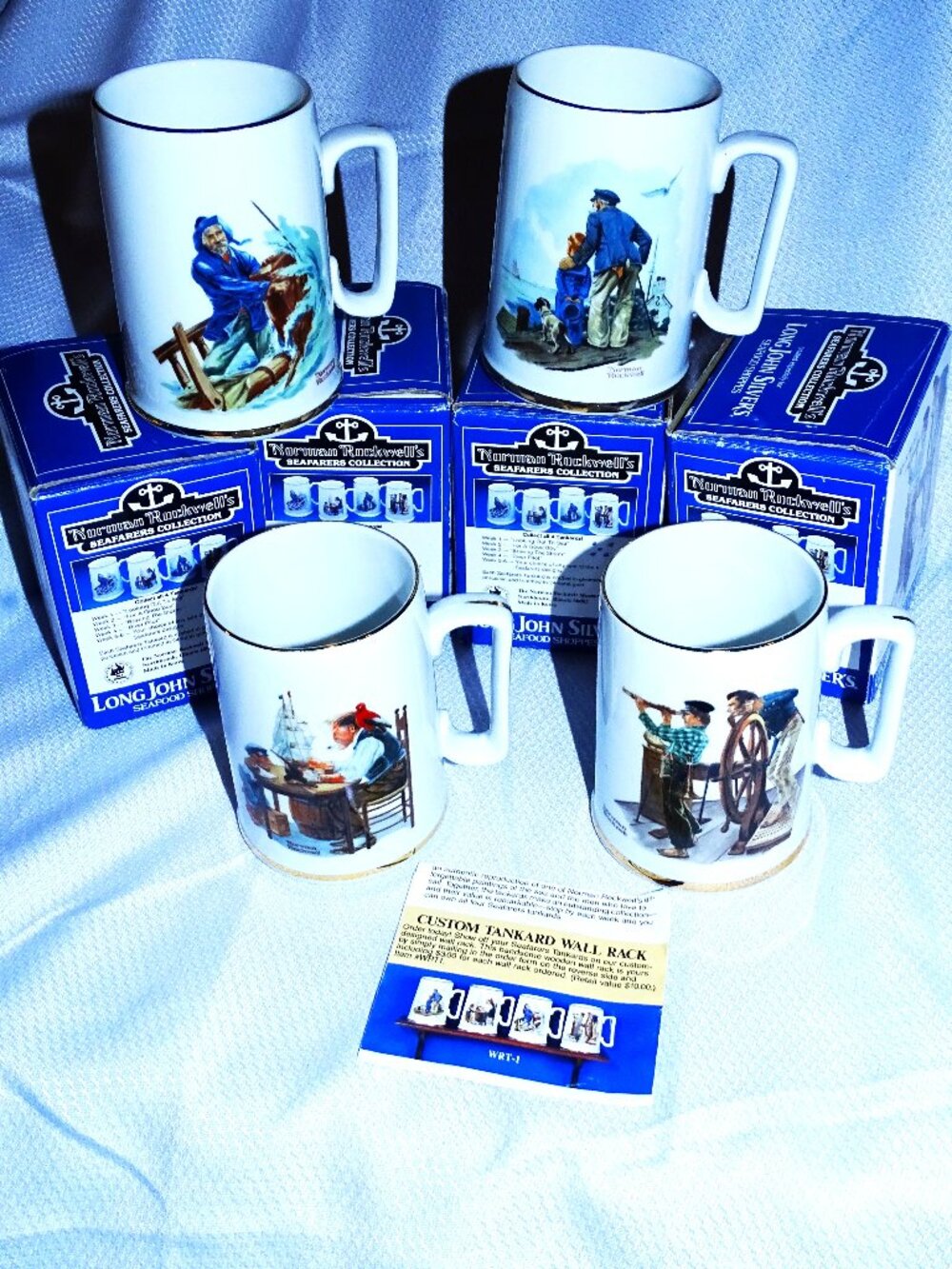 Set of Four Norman Rockwell's Seafarers Tankard Collection in Box 1985